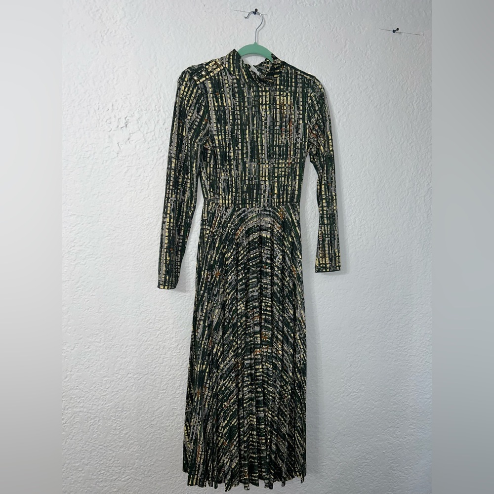 Maxi pleated high neck dress